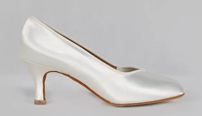 Style #106 -  White Satin Classic Strapless Ballroom Shoe